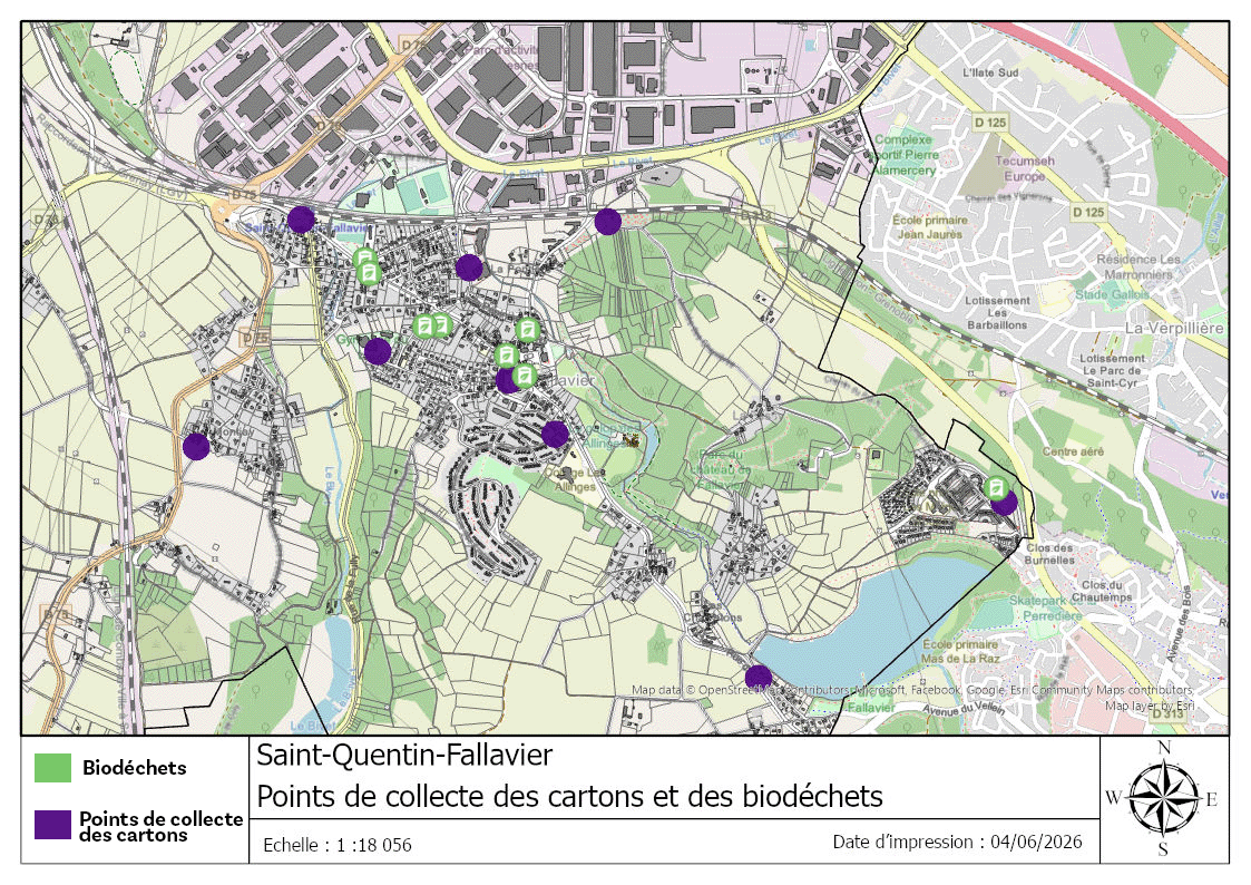 Points de collecte des cartons et des biodéchets